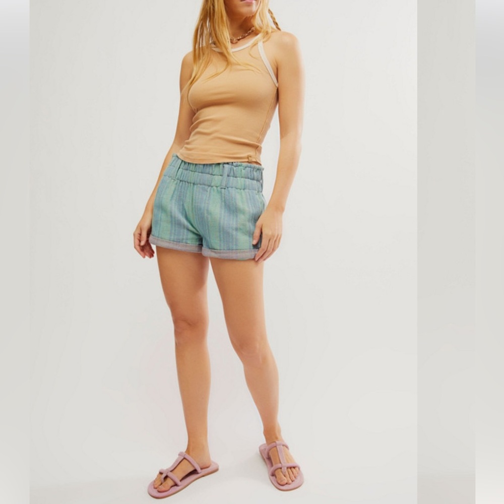 Free People S ocean, blue combo solar flare, striped shorts